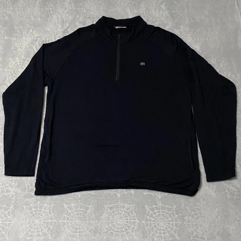 Travis Matthew Networking 1/4 Zip Pullover Mens XXL Black Long Sleeve Mock Neck